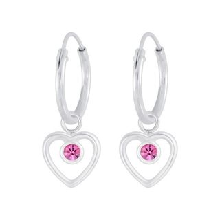 Heart with Rose Crystal - Hoops