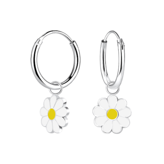 Daisy - White with Yellow Centre Sterling Silver Earrings