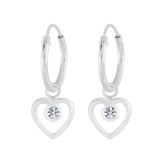 Heart Outline - Crystal Centre Hoops