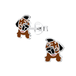Bulldog Sterling Silver Earrings