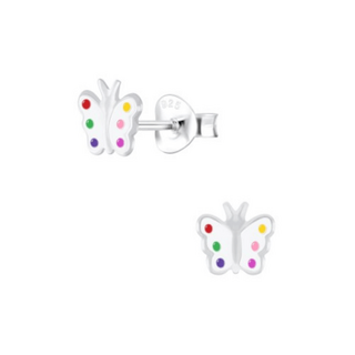 Butterfly Poka Dots Sterling Silver Earrings