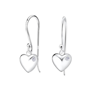 Heart with Crystal Drop Earrings Sterling Silver