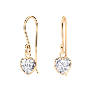 Heart - Cubic Zirconia Drop Earrings - Sterling Silver