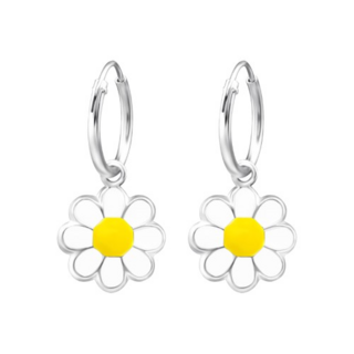 Daisy Sterling Silver Hoop Earrings