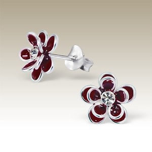 Flower Double Petal Red with Crystal