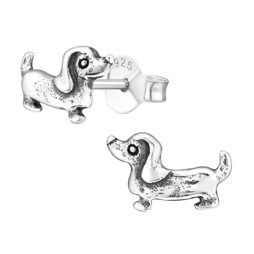 Dog Dachshund Sterling Silver Stud Earrings