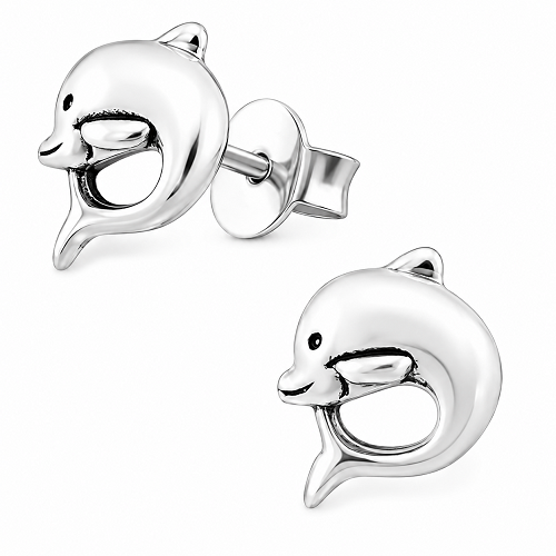 Dolphin Stud Earrings - Sterling Silver