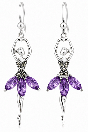 Ballerina Amethyst Earrings – Sterling Silver