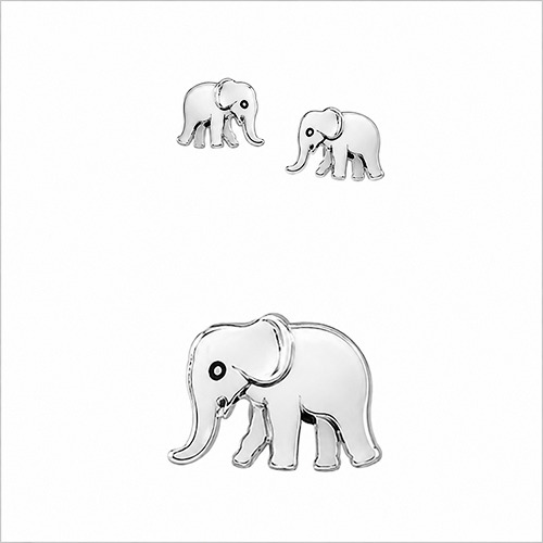Sterling Silver Elephant Stud Earrings
