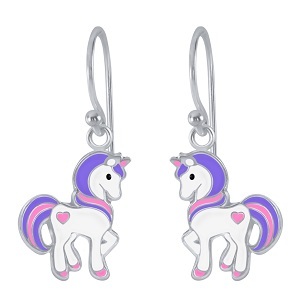 Unicorn - Pink and Purple Tail, Sterling silver Earrings