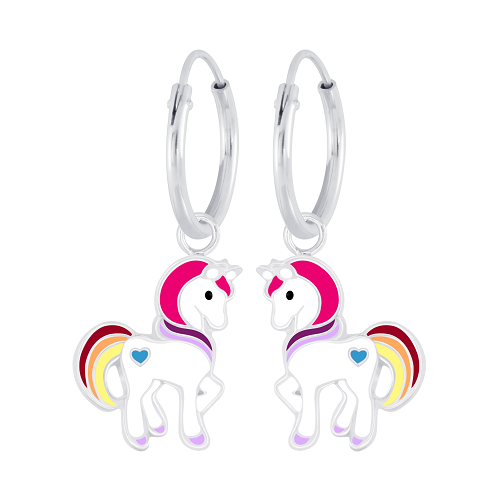 Unicorn Red Mane Hoop Earrings – 925 Sterling Silver