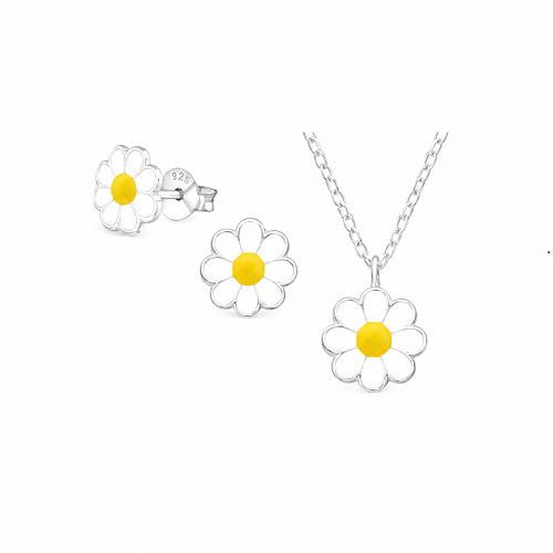 Daisy Necklace & Earring Set – Children's Sterling Silver Jewellery NZ