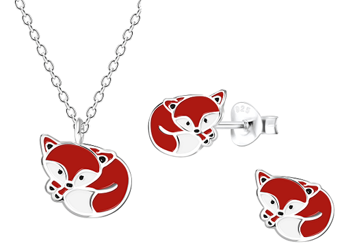 Fox Necklace and Earring Set