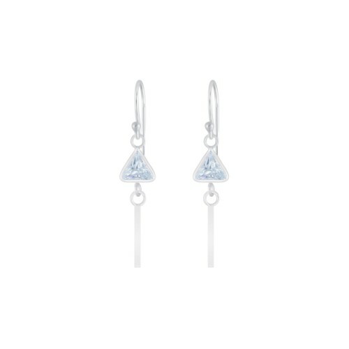 Bar Earrings with Triangle Cubic Zirconia