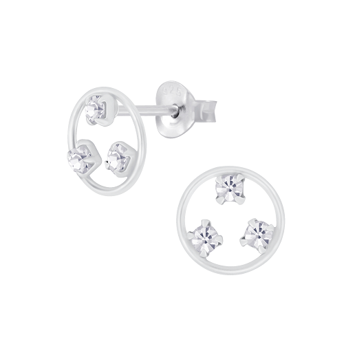 Circle Crystal Sterling Silver Earrings