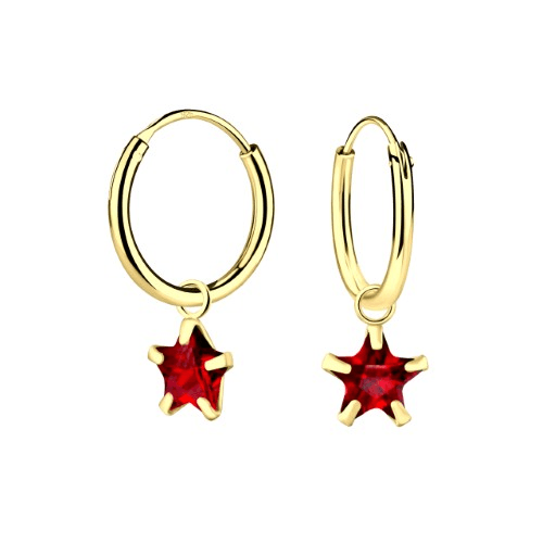 Star Hoops Garnet 14K