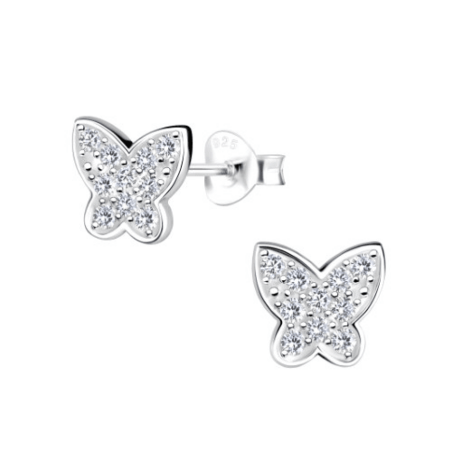 Butterfly - Crystal Sterling Silver Earrings