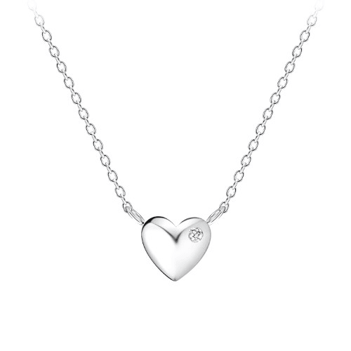 Heart with Crystal Sterling Silver Necklace and Pendant