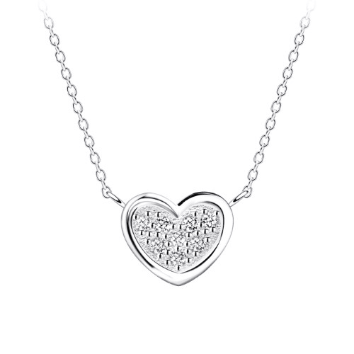 Heart Crystal Sterling Silver Necklace