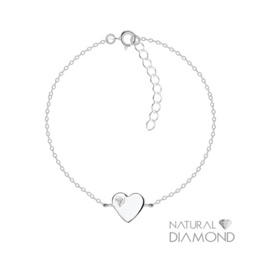 Heart Bracelet Diamond Sterling Silver