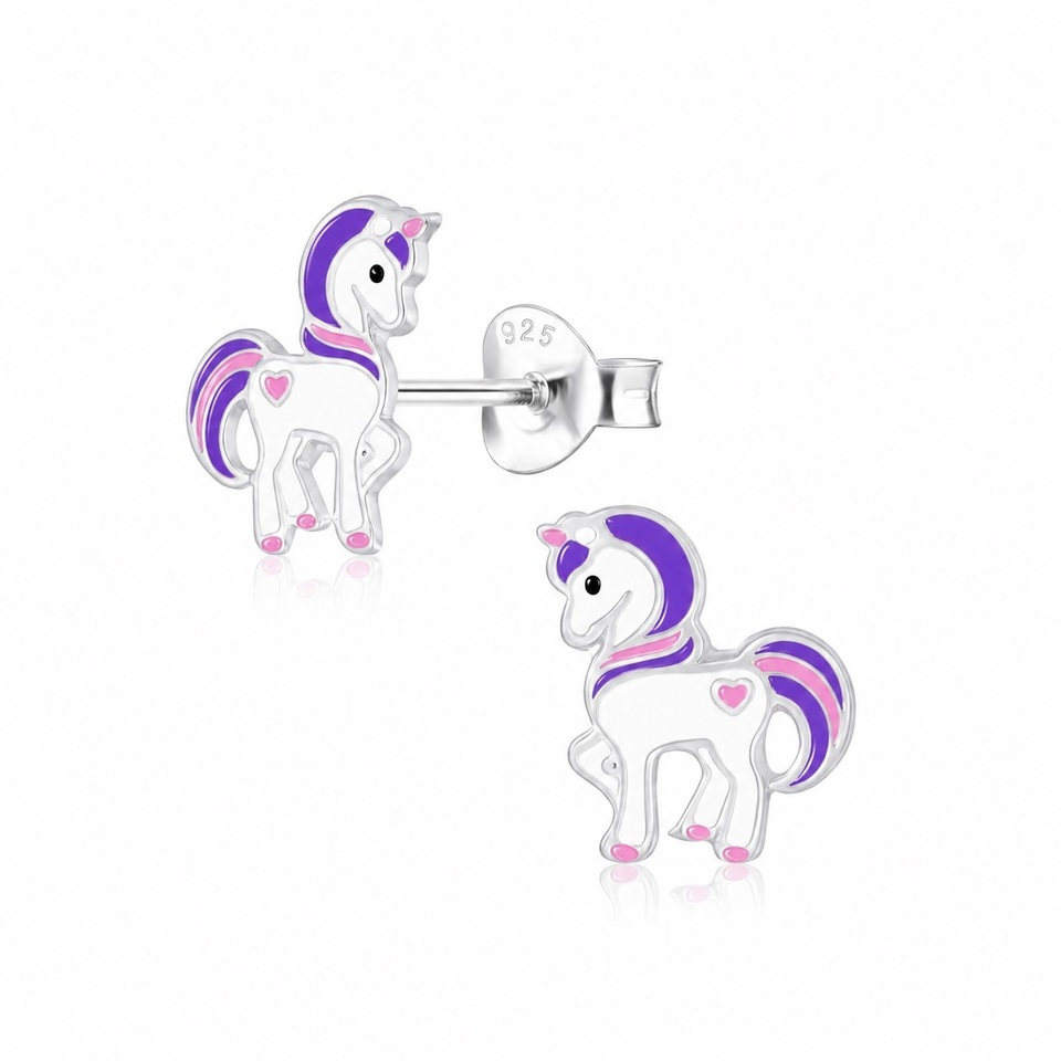 Unicorn Purple & Rainbow – Sterling Silver