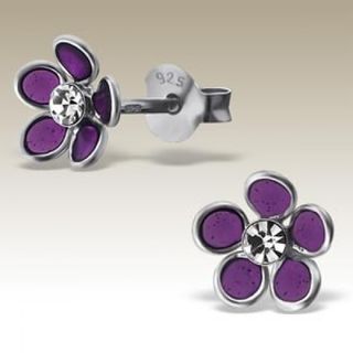 Flower Curved Petals Purple Crystal Centre