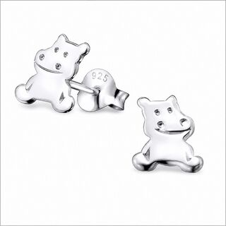 Hippopotamus Sterling Silver Stud Earrings