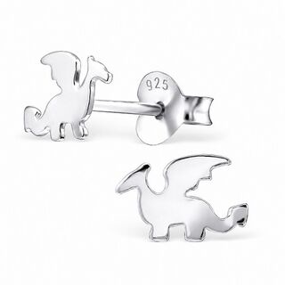 Dragon Stud Earrings - Sterling Silver