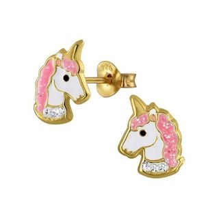 Unicorn Face - Crystal Collar Pink Glitter Main 14K