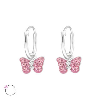 Butterfly Hoop Earrings – Amethyst Crystal, Sterling Silver