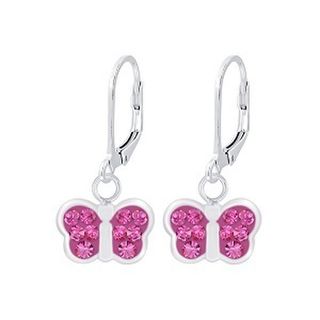 Butterfly Rose Crystal Lever-Back Earrings – Sterling Silver