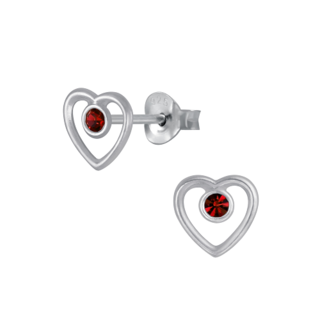 Heart Outline - Red Crystal Centre