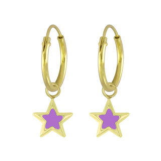 Stars – Purple Centre 14K Sterling Silver Sleepers