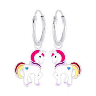 Unicorn Red Mane Hoop Earrings – 925 Sterling Silver