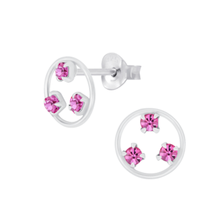 Circle Crystal Sterling Silver Earrings