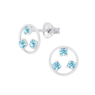 Circle Crystal Sterling Silver Earrings