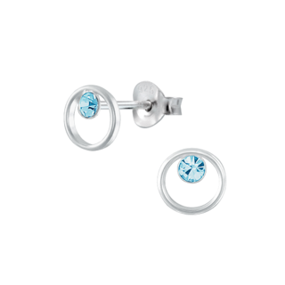 Circle Crystal Sterling Silver Earrings