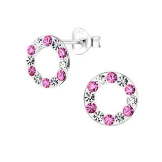 Circle Crystal Sterling Silver Earrings