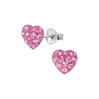 Heart Crystal Sterling Silver Earrings