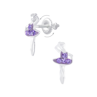 Ballerina Dancer Crystal Sterling Silver Earrings