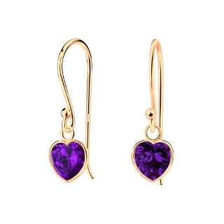 Heart - Cubic Zirconia Drop Earrings - Rose Gold - Amethyst
