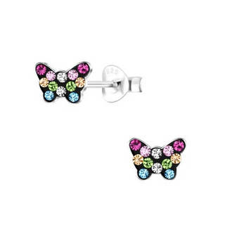 Pretty Multi Coloured Crystal Sterling Silver Earrings