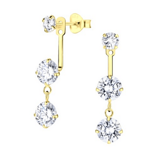 Gorgeous Triple Crystal Ear Jacket Earrings – 925 Sterling Silver