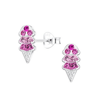 Ice Cream Crystal Sterling Silver Earrings