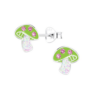 Mushroom Crystal Sterling Silver Earrings