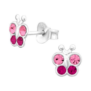 Butterfly Sterling Silver Crystal Earrings