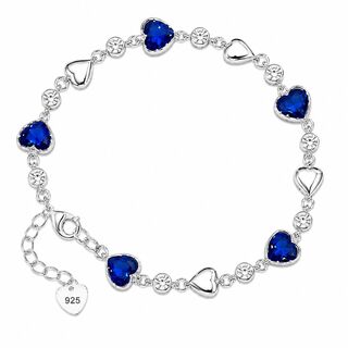 Blue Heart Bracelet – London Topaz Cubic Zirconia, Sterling Silver