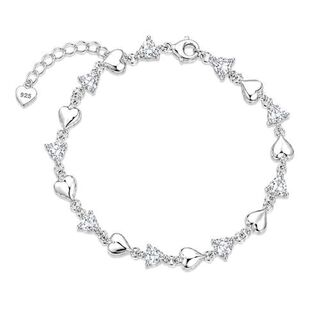 Heart & Sparkle Bracelet – 925 Sterling Silver